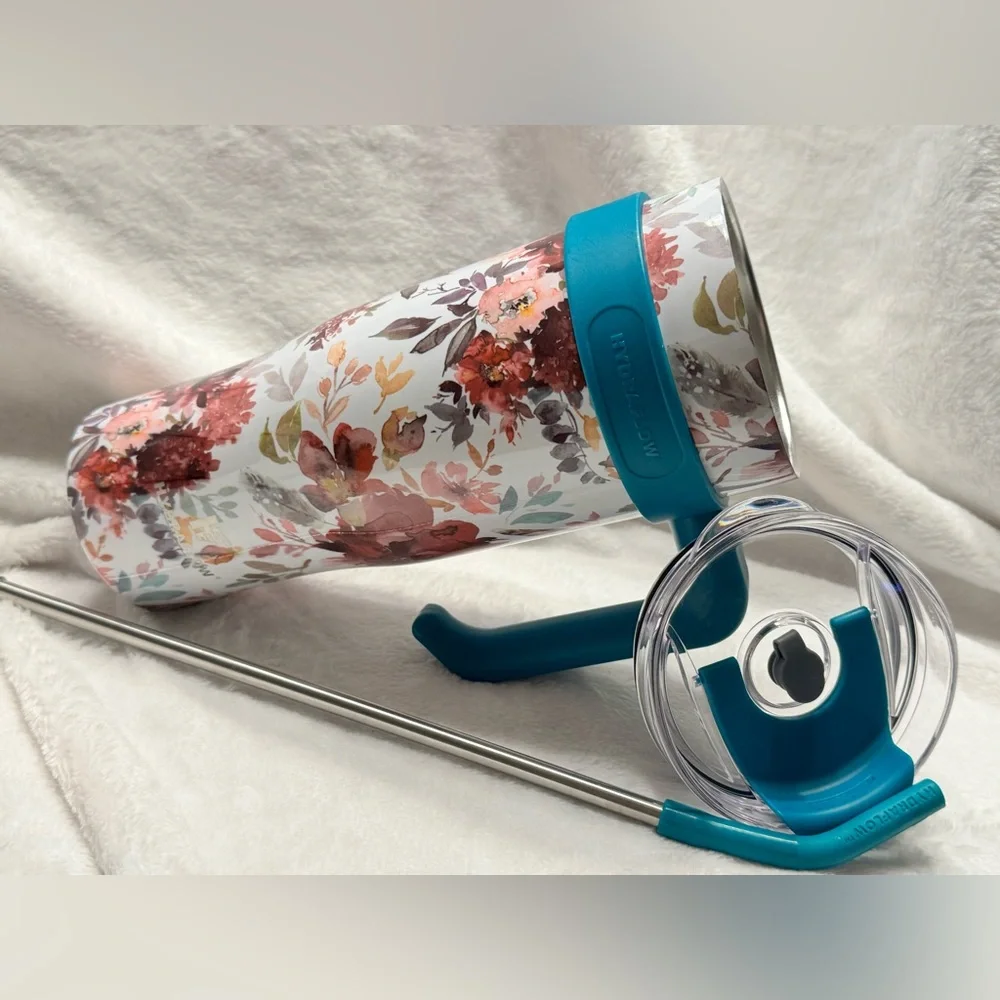 Hydro Flask Floral Tumbler with Blue Handle - Picture 2 of 2